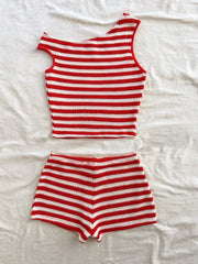 Striped Vest And Shorts Set