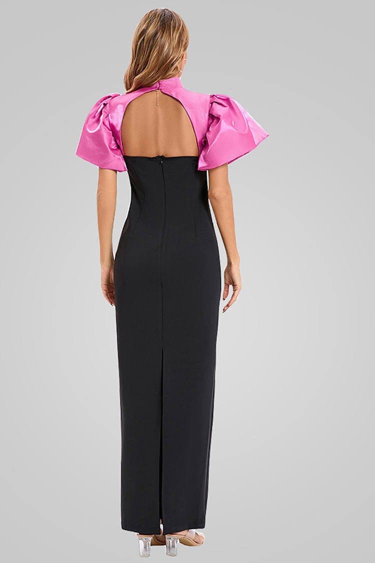 Kennedy Pink Ring Cutout Ruffle Maxi Dress