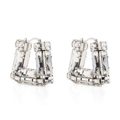 Large Rhinestone Square Hoop Earrings