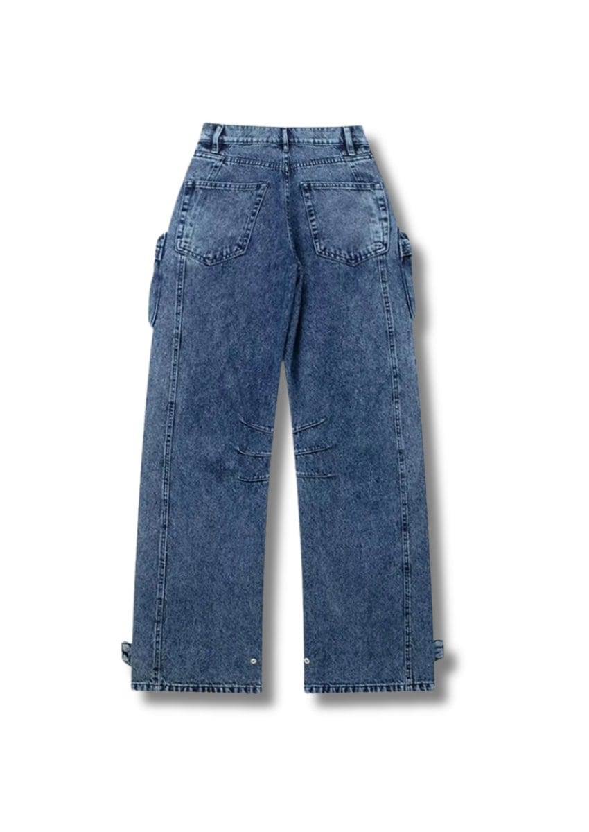Multi Pockets Wide-Leg Denim Pants