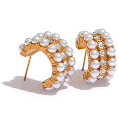 Ornate Pearls Hoop Earrings