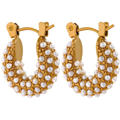 Pearl Cascade Hoop Earrings