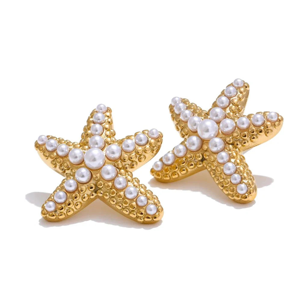 Pearl Starfish Stud Earrings