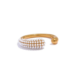 Pearl-Studded Open Cuff Ring