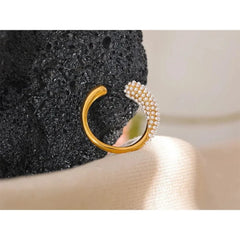 Pearl-Studded Open Cuff Ring