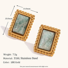 Rectangular Stone Frame Earrings