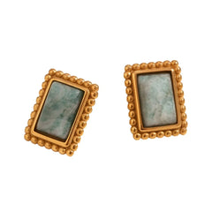 Rectangular Stone Frame Earrings