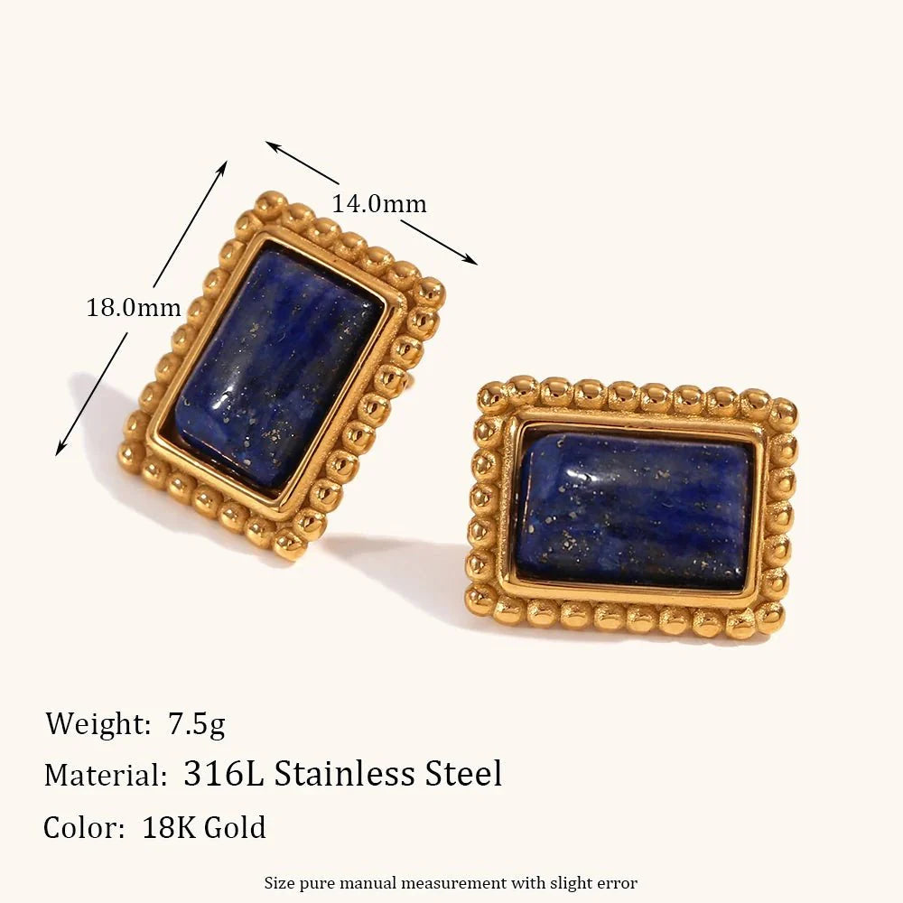 Rectangular Stone Frame Earrings