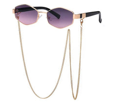 Retro Hexagon Sunglasses with Chain