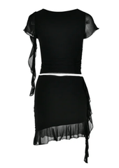 Ruched Ruffle Matching Set