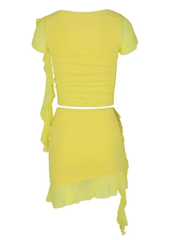 Ruched Ruffle Matching Set
