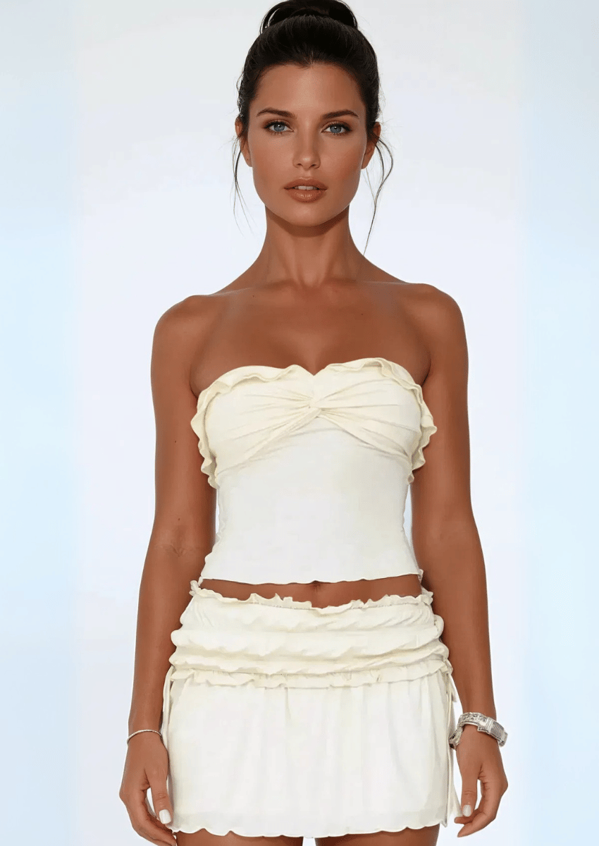 Ruffled Strapless Two-Piece Set