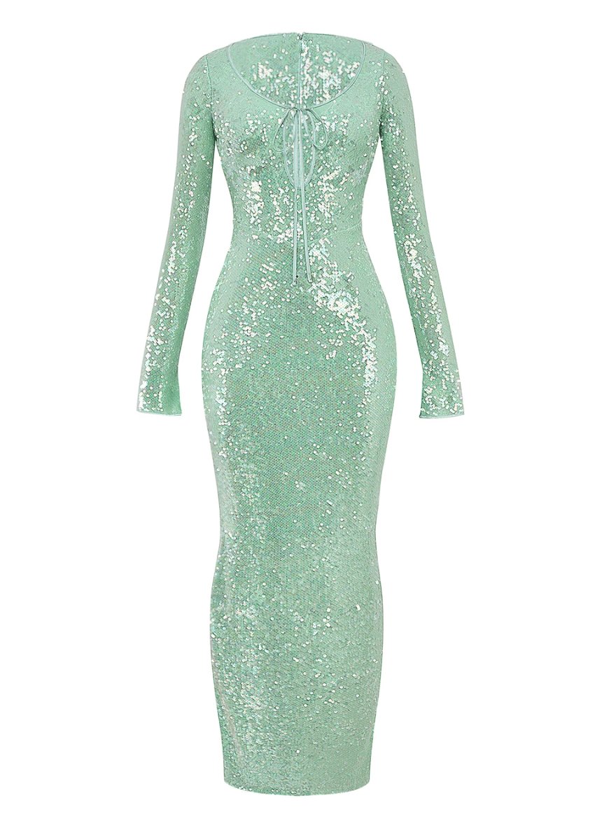 Sequin Tie-Front Gown