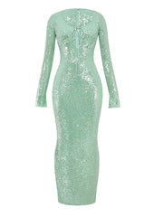 Sequin Tie-Front Gown