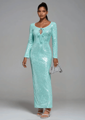 Sequin Tie-Front Gown