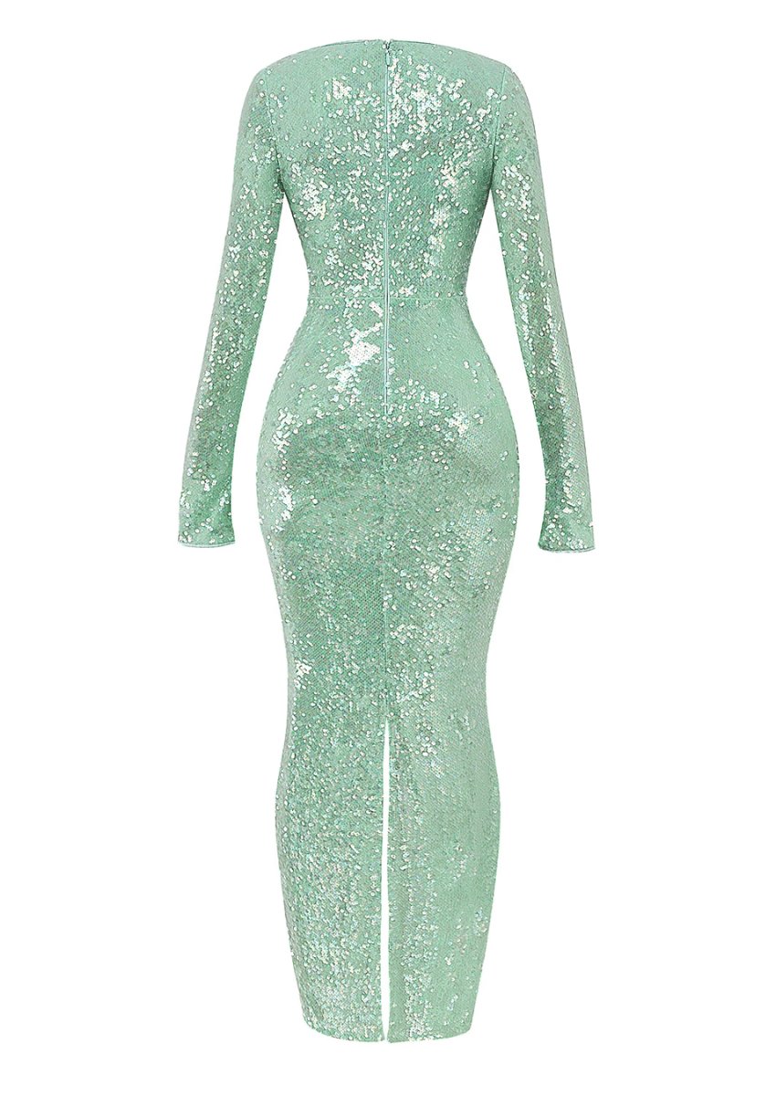 Sequin Tie-Front Gown