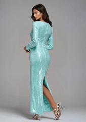 Sequin Tie-Front Gown