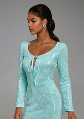 Sequin Tie-Front Gown