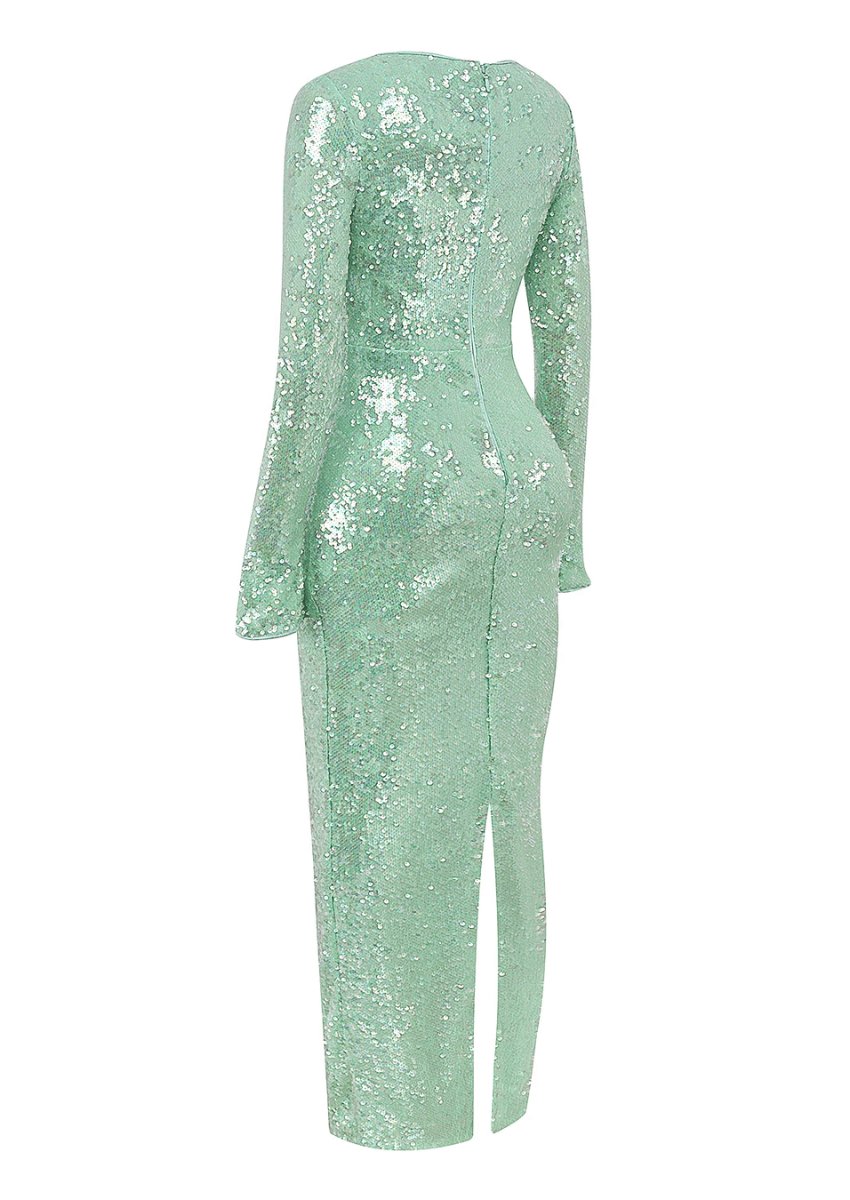 Sequin Tie-Front Gown