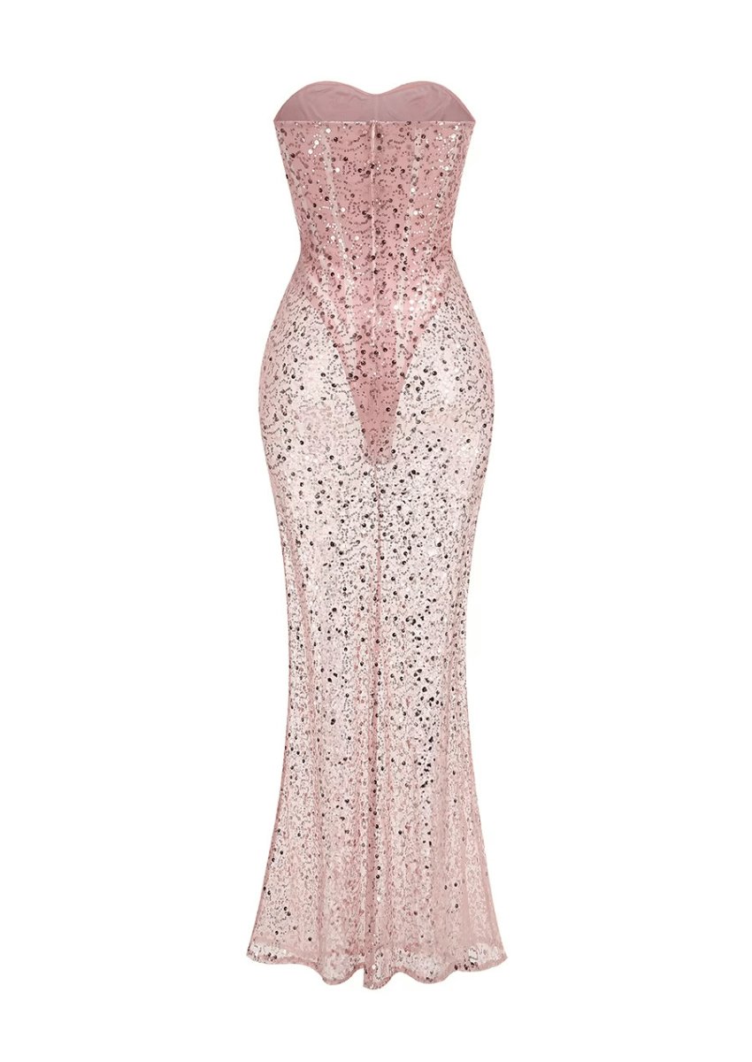 Sequined Pink Maxi Dress