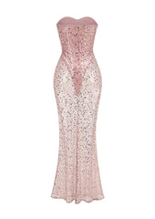 Sequined Pink Maxi Dress