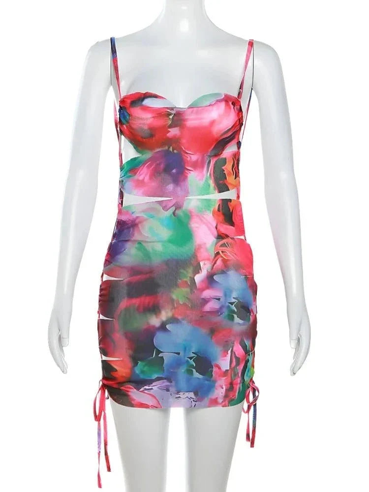 Tie-Dye Print Bodycon Mini Dress