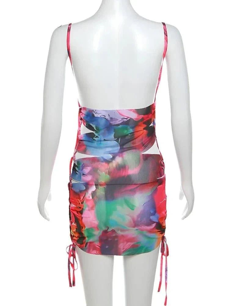 Tie-Dye Print Bodycon Mini Dress