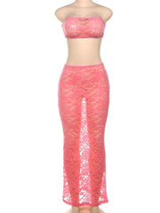 Two-Piece Strapless See-Through Dress
