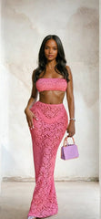 Two-Piece Strapless See-Through Dress
