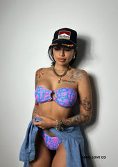Violettes Bandeau-Bikini-Set