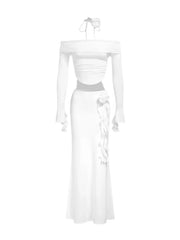 White 2-Piece-Off Shoulder Maxi Set