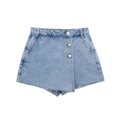 Denim wrap skort