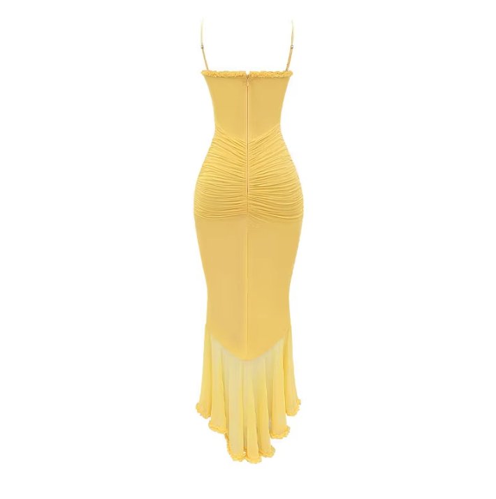 Yellow Dress with a Sweetheart Neckline