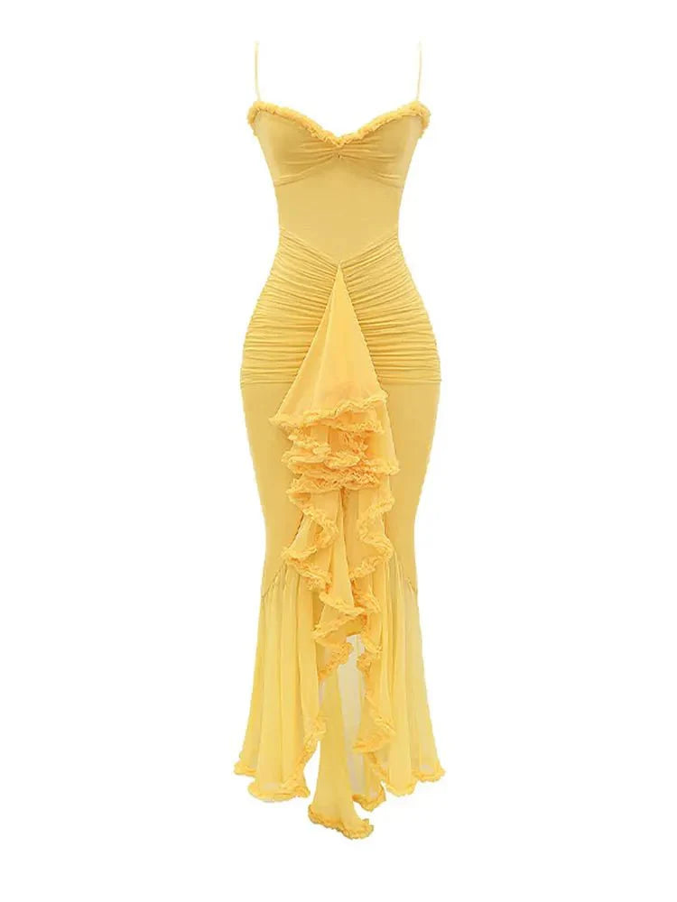 Yellow Dress with a Sweetheart Neckline