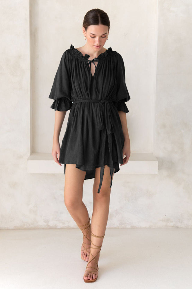 Vacay Off Shoulder Boho Mini Dress