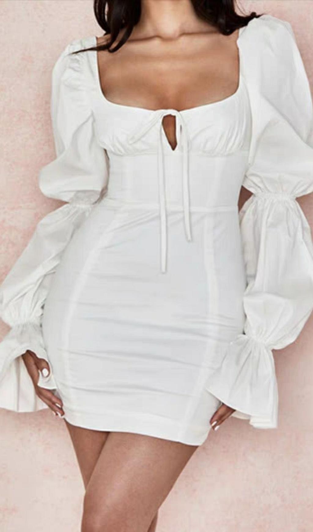 White Puff Sleeve Corset Dress – Krzno