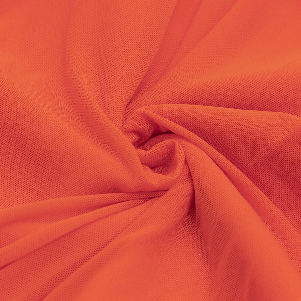 Mesh Ruched Midi Dress In Orange