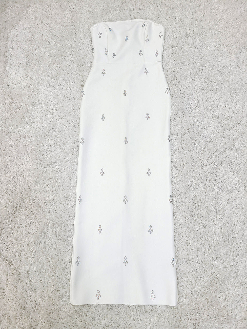 Bandeau EmbelliShed Midi Dress In White