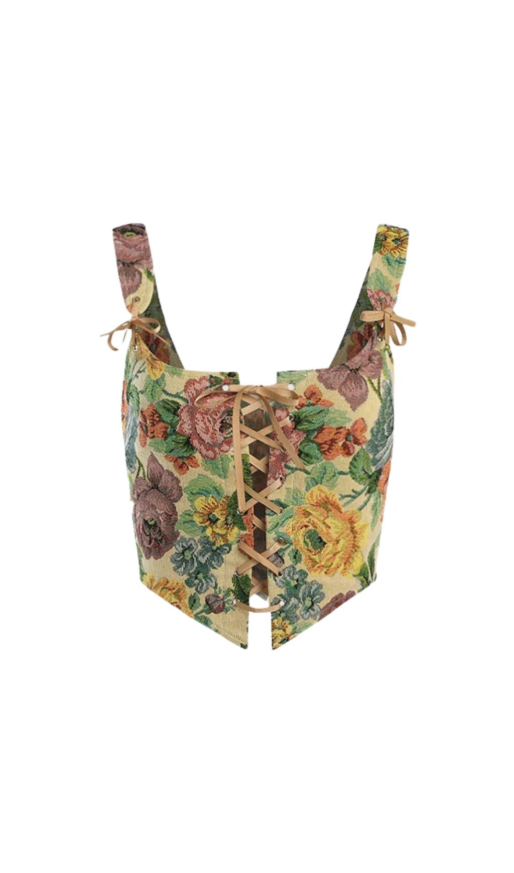 Retro Floral Embroidered Straps Cami Top