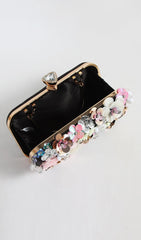 Black Floral Embroidery Clutch