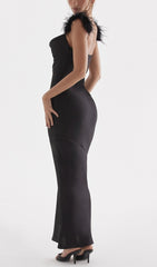Black Satin Maxi Dress