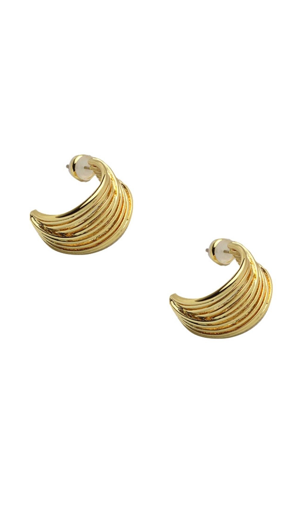 18K Gold C-Shaped STUD Earrings