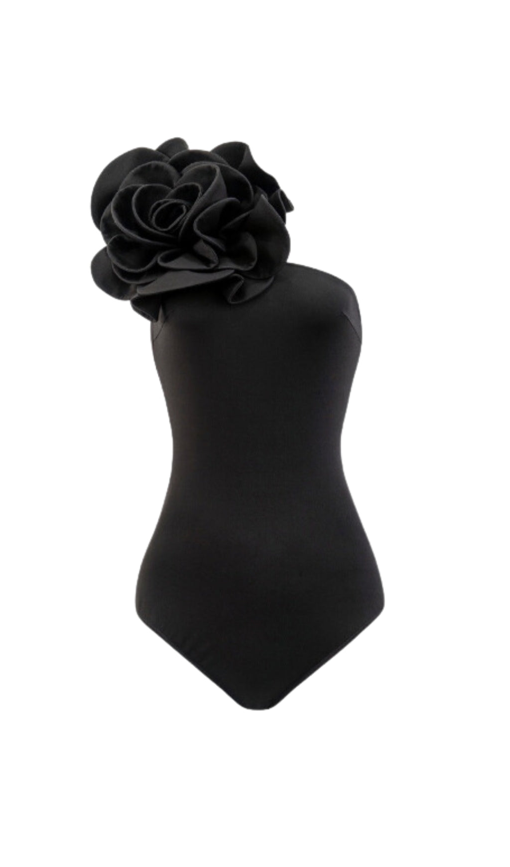 Exaggerated 3D Flower BodySuit In Black