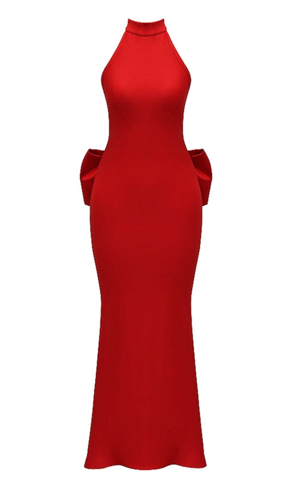 Red Satin Corset Maxi Dress