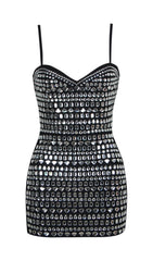 Crystal Bandeau Mini Dress In Black