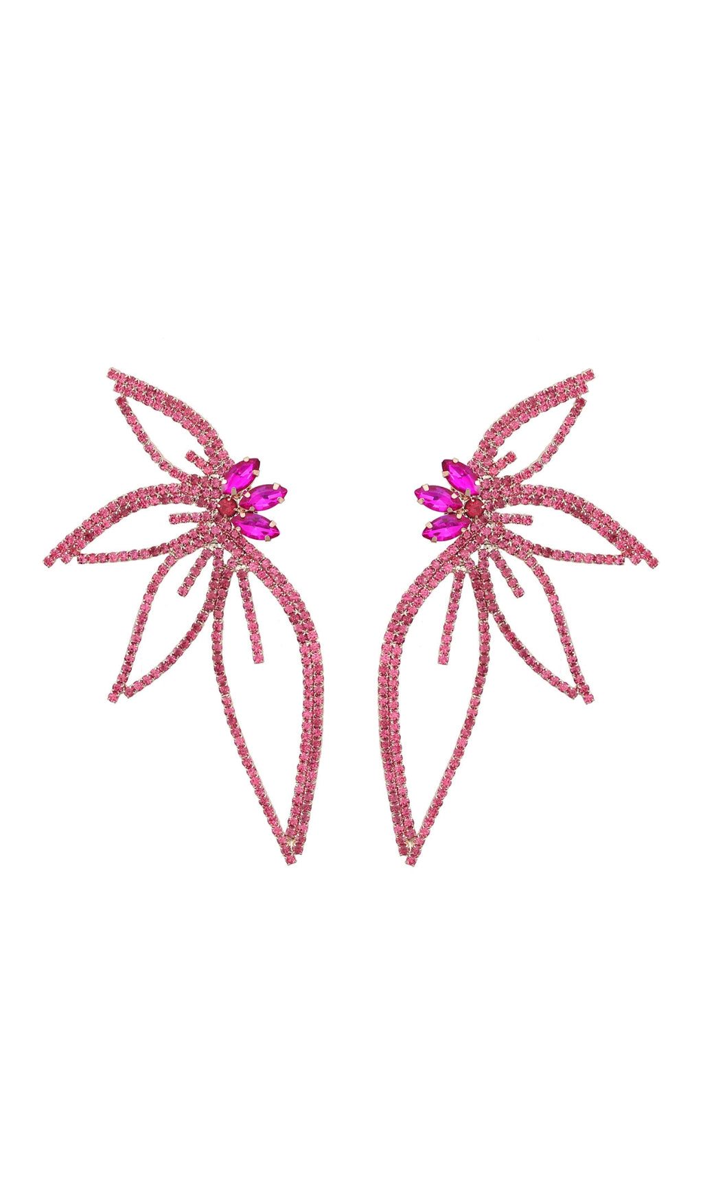 Crystal Flower Earrings In Pink