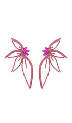 Crystal Flower Earrings In Pink