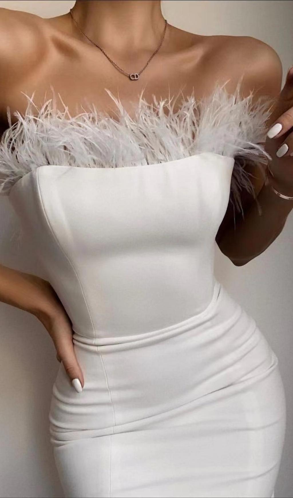 FeaTher Strapless Dress