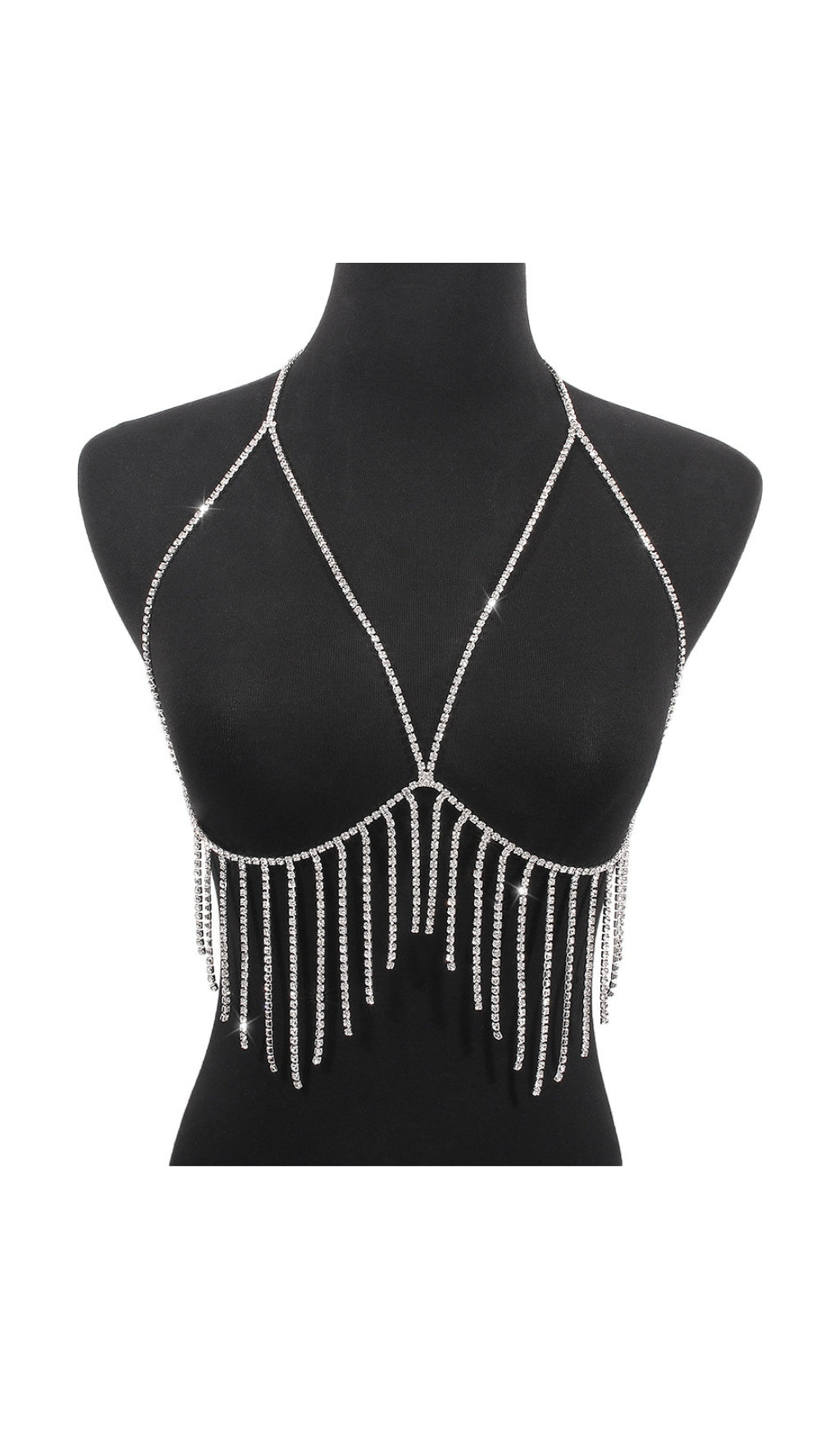 Tassel And Diamond Chest Chain In Silver