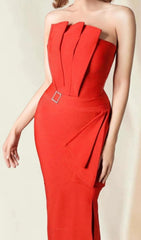 Red Midi Bandage Midi Dress